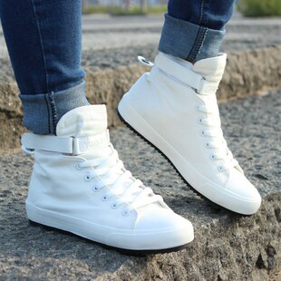 men white high-top canvas shoes man sneakers students shoe