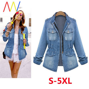women for coat denim jeans plus size big jacket fat Jackets