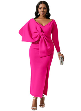 Plus size party dress Sexy Party Evening Dress rose bowknot