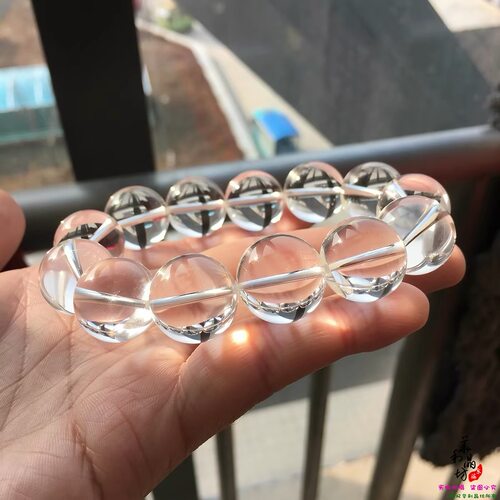 天然水晶白水晶手串8A级白水晶圆珠切面单圈手链男女饰品