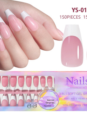 French Gel Nail Tips - French Tip Press on Nails Pink Medium
