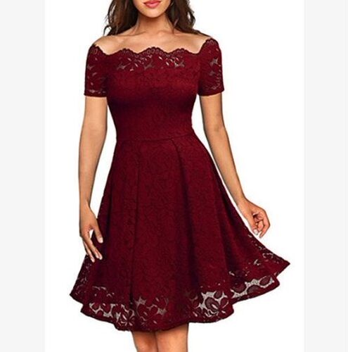 Women Fashion Sexy Off Shoulder Dresses Lace Evening Dress女