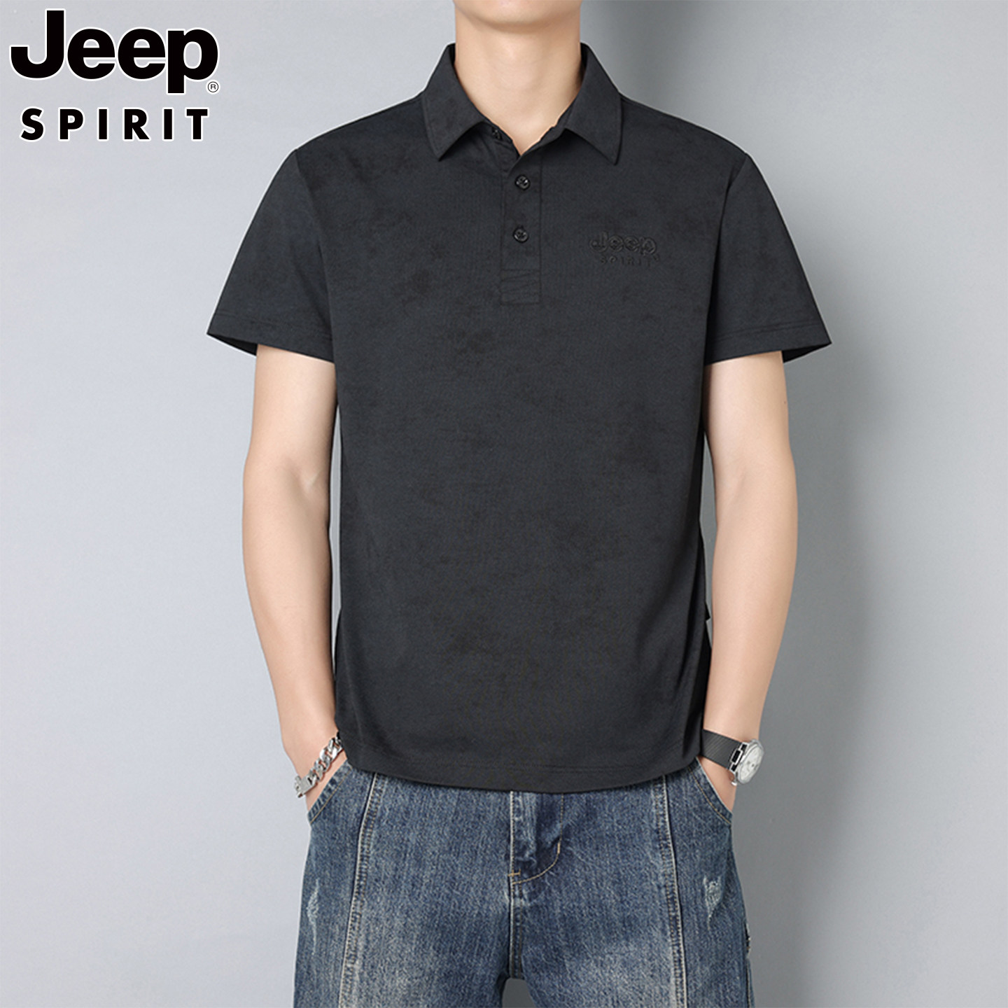 JEEPSPIRIT夏季短袖翻领Polo衫