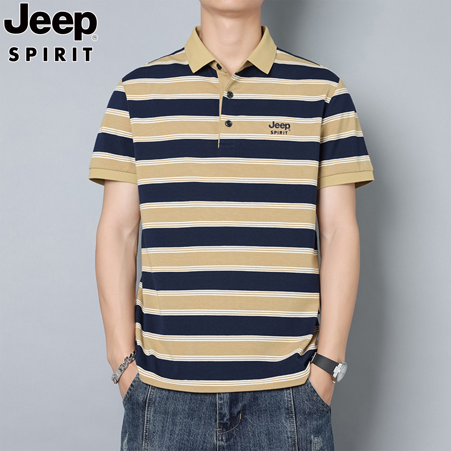 JEEPSPIRIT夏季短袖翻领Polo衫