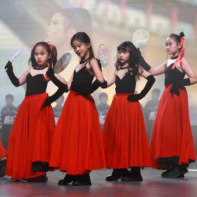 白小白编舞/少儿街舞古风芒种儿童爵士舞蹈服540度大摆裙古典舞