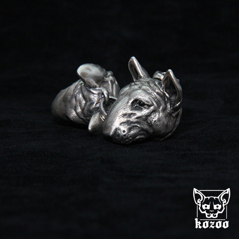 kozoostudio原创设计牛头梗宠物挂坠吊坠s925纯银镶嵌饰品动物