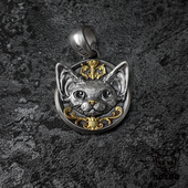 项链情侣首饰925纯银浮雕镶嵌 kozoo原创设计德文卷毛猫挂坠新款