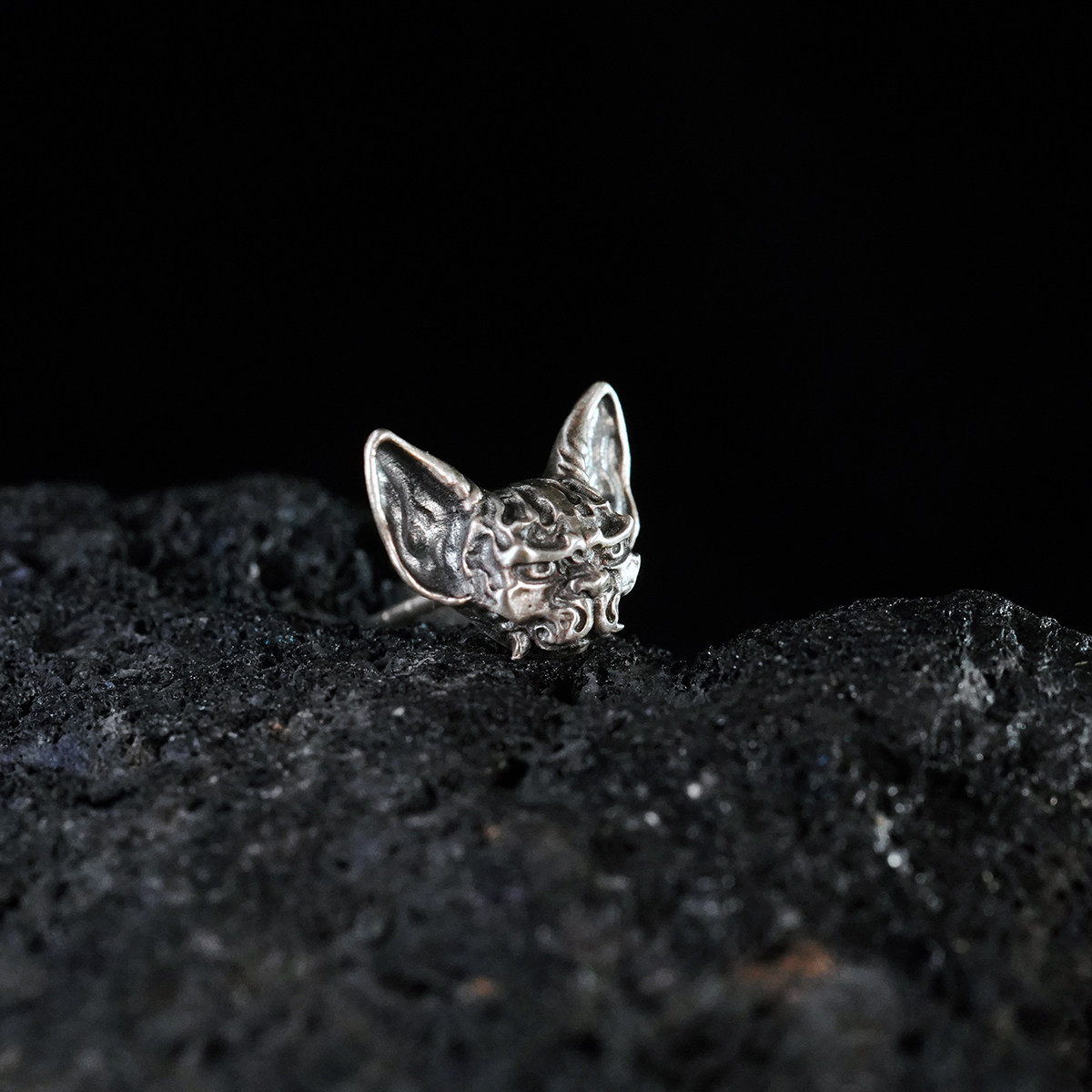 kozoo原创设计初代猫鬼耳钉925纯银耳针银饰耳饰情侣质感手工,饰品/流行首饰/时尚饰品新,耳钉,淘宝优惠券,粉丝福利购,淘宝优惠卷