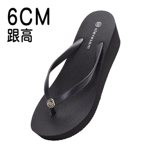 6cm高跟人字拖女夏时尚外穿海边防滑夹脚沙滩鞋简约坡跟厚底凉拖