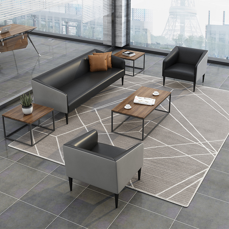 办公室沙发简约现代会客区真皮