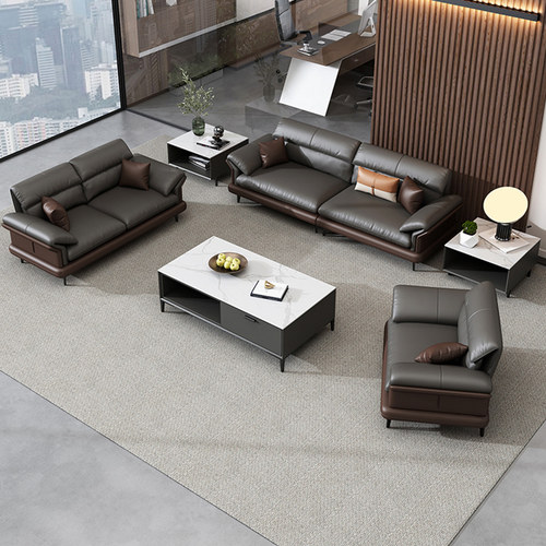 办公室沙发现代简约商务休息会客室接待新款方几茶几组合套装