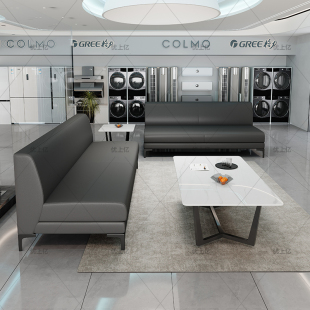 简约包邮皮艺商务4s店车行会客接待办公经理室纳帕皮沙发茶几组合