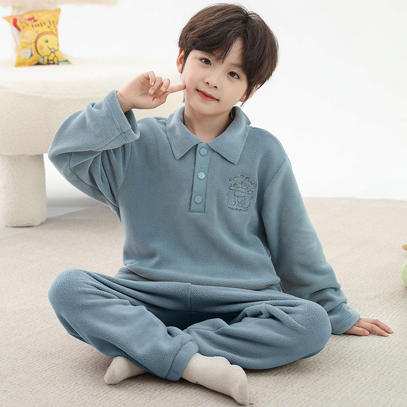 睡衣男孩秋冬款加厚奥粒绒