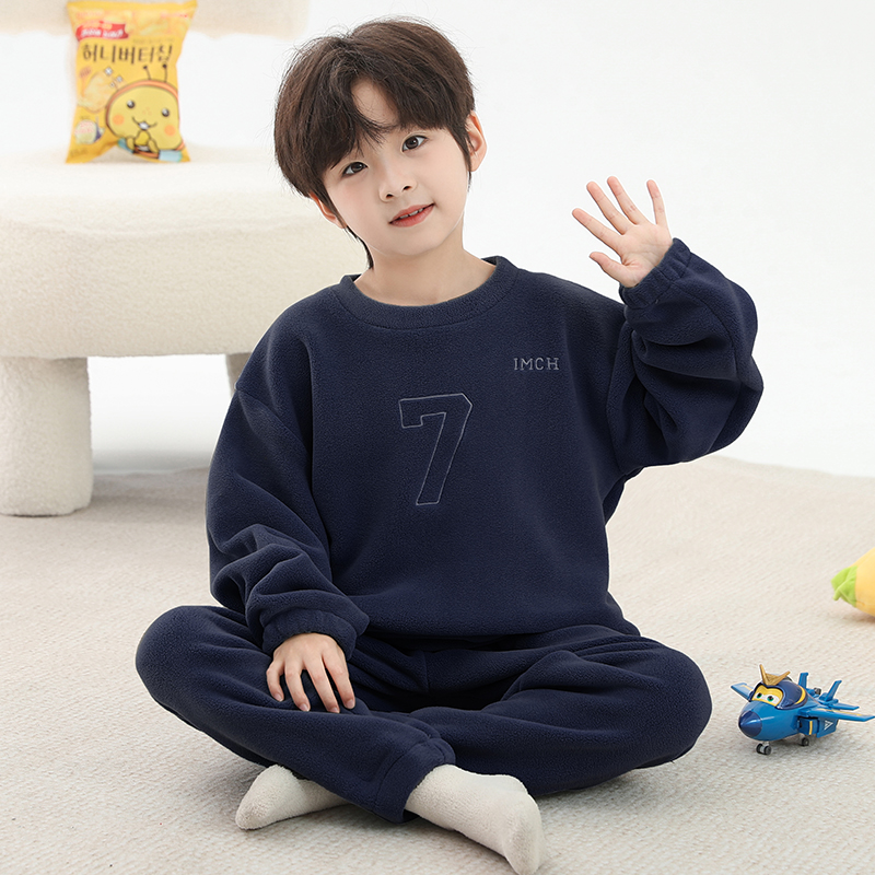男童睡衣秋冬奥粒绒家居服