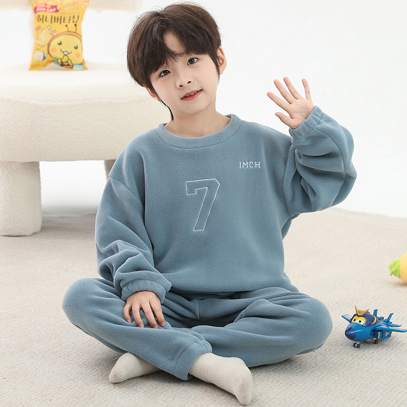 男童睡衣秋冬奥粒绒家居服