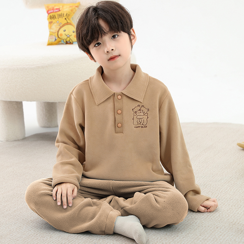 睡衣男孩秋冬款加厚奥粒绒
