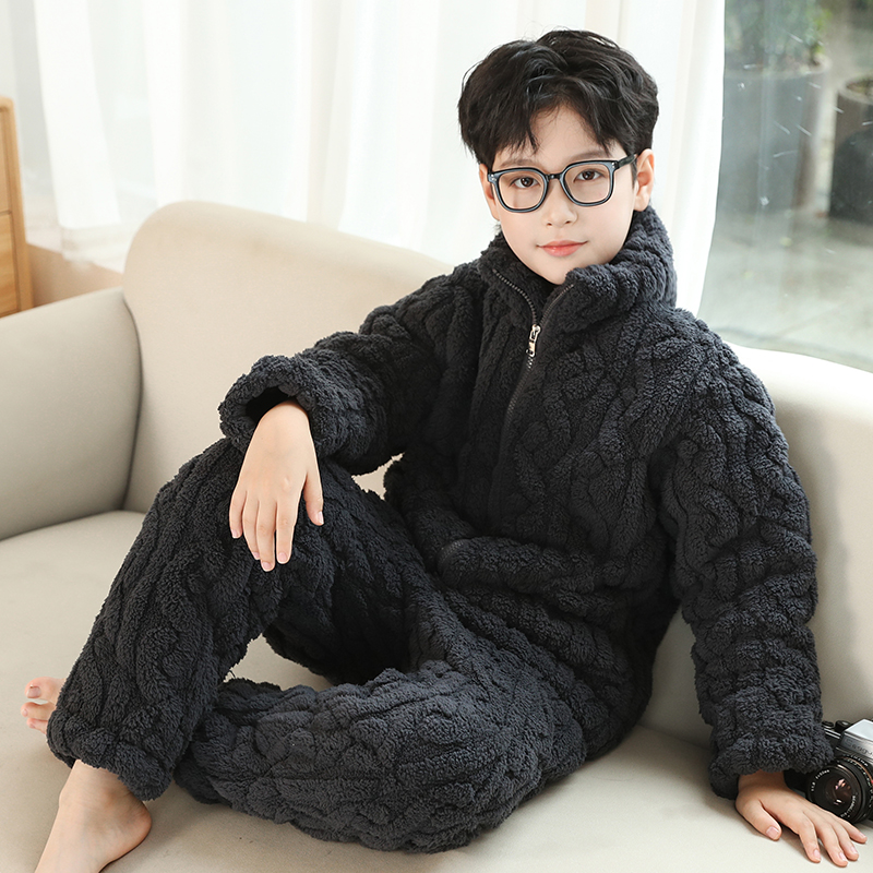男童睡衣冬季加绒加厚款