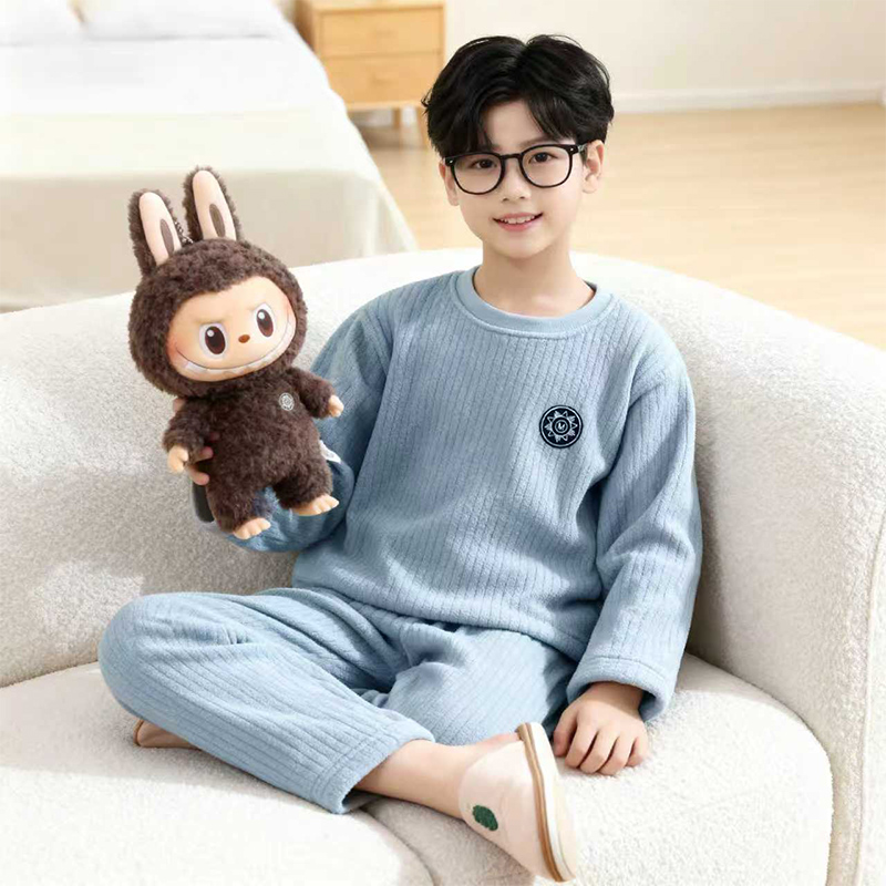 秋冬睡衣男童保暖法兰绒