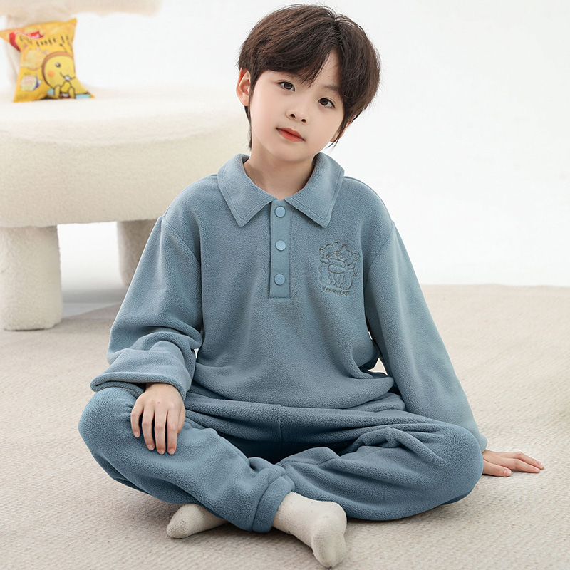 睡衣男孩秋冬款加厚奥粒绒