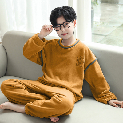 秋冬柔软奥粒绒男童舒适睡衣