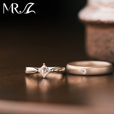 创磨砂款925银培育钻情侣对戒