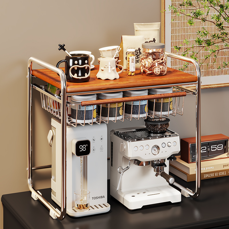 厨房置物架落地多层微波炉烤箱收纳架家用多功能橱柜分层整理架子