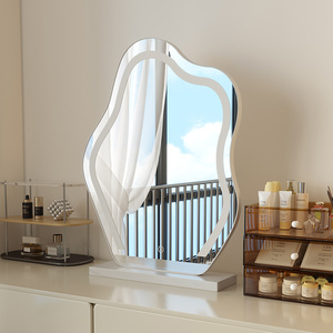 网红ins化妆镜云朵镜异形镜子桌面LED带灯轻奢化妆镜台式桌面镜子