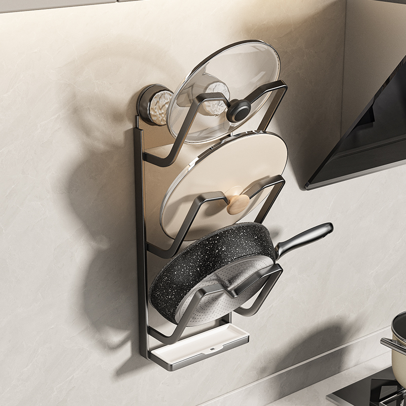 麥田吸盤鍋蓋架壁掛式多功能收納