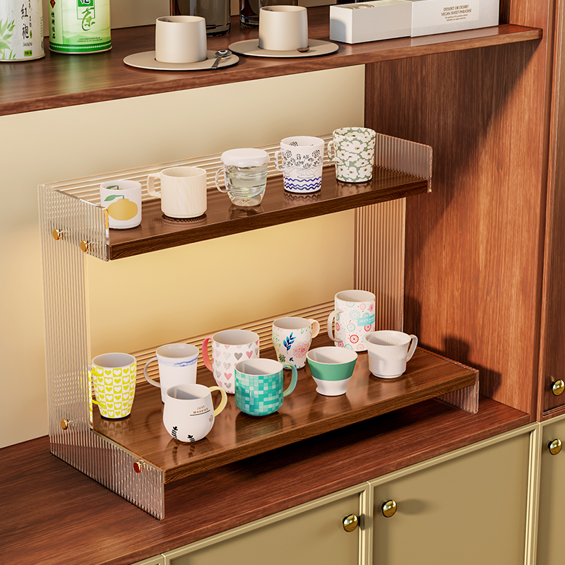 桌面杯架置物架餐桌杯子收纳架多层茶杯咖啡水杯收纳玄关放置架子