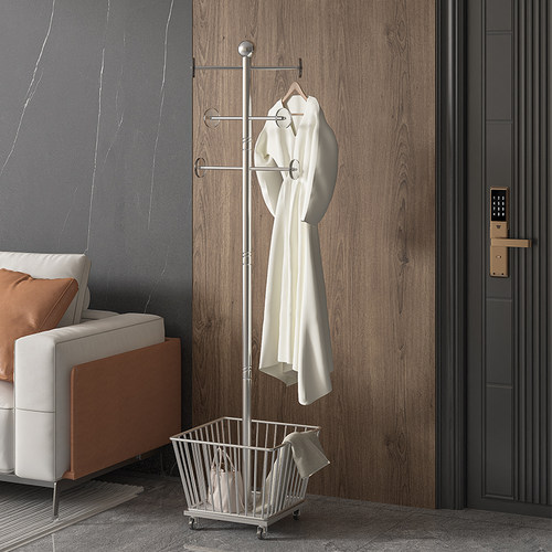 衣架落地卧室不占空间挂衣架入户置物架玄关多功能立式金属衣帽架