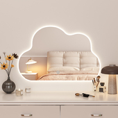 云朵化妆镜台式 镜子轻奢高级主卧化妆镜带灯化妆镜壁挂智能异形镜