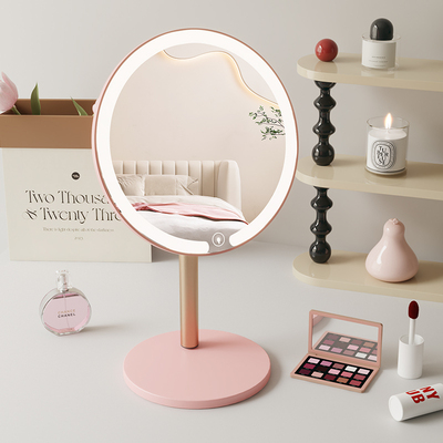 轻奢化妆镜LED带灯台式桌面便携补光梳妆镜学生宿舍高清美妆镜子