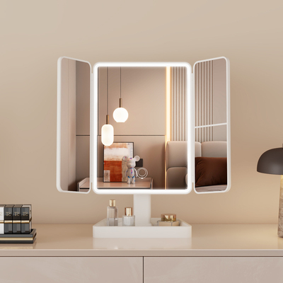 2025新款化妆镜led带灯桌面台式折叠家用学生宿舍放大梳妆美妆镜