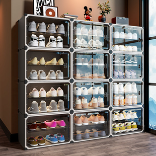 入户门口鞋柜2026新款收纳柜一体靠墙家用多层鞋架子透明鞋盒收纳