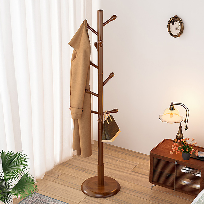实木挂衣架落地卧室家用衣帽架中式房间小型不占空间挂衣服的架子