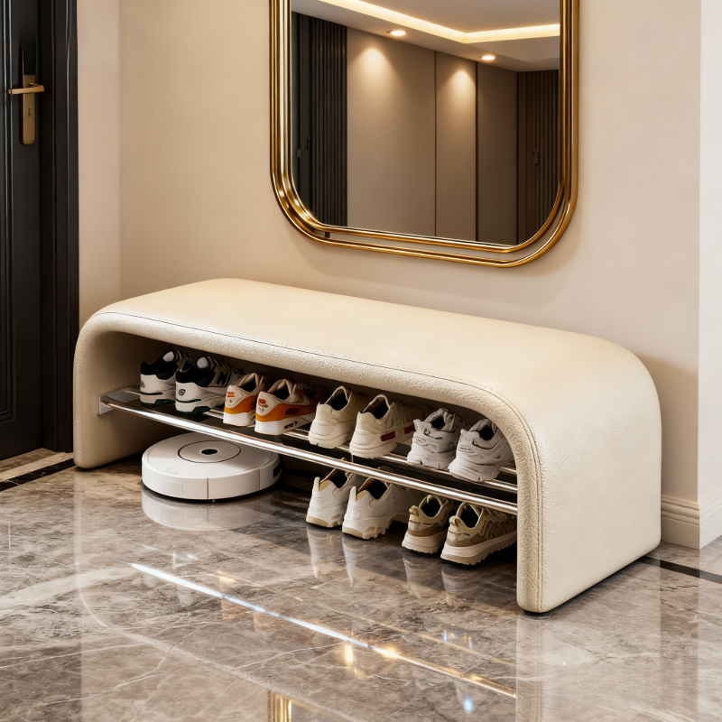轻奢换鞋凳门口家用入户穿鞋凳玄关鞋柜一体可坐式高级长条床尾凳