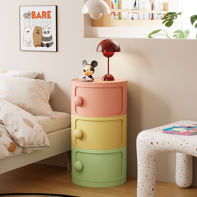 北欧儿童床头柜免安装圆形家用简约创意卧室收纳网红ins小型柜子
