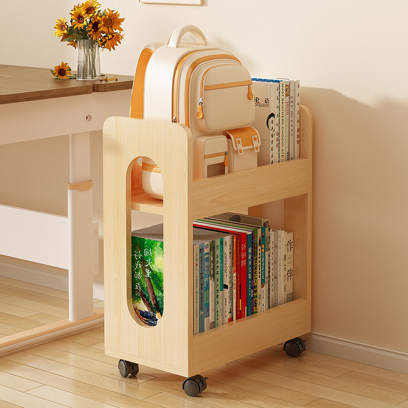 书包置物架可移动小推车书本收纳架多层放书籍整理神器滑轮柜实木,住宅家具,书架,淘宝优惠券,粉丝福利购,淘宝优惠卷