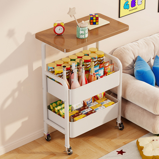 中古可移动小推车收纳置物架床头柜客厅沙发边几茶几零食收纳架子