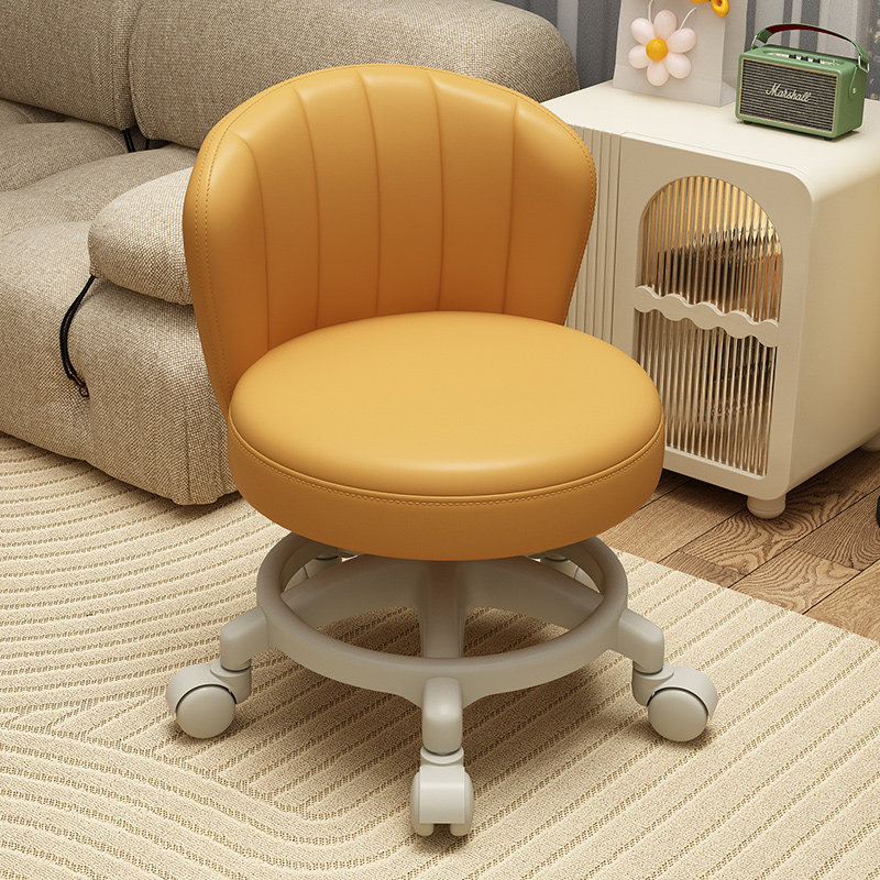 万向轮小凳子家用滑轮矮凳懒人圆凳可移动小板凳靠背椅带轮换鞋凳