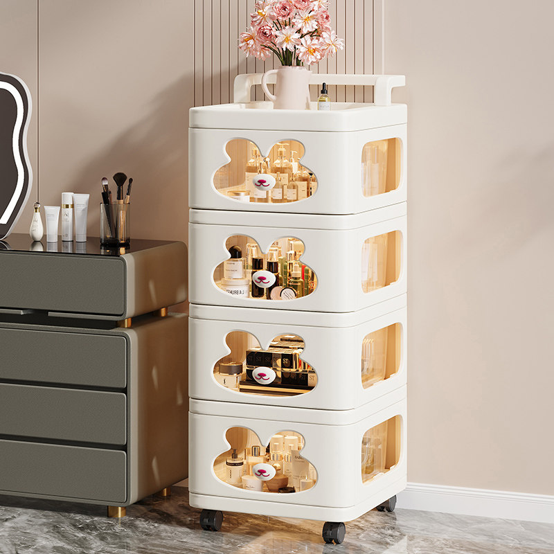 化妆品收纳柜桌面护肤品落地小推车移动置物架抽屉式梳妆台防尘盒,收纳整理,书桌收纳置物架,淘宝优惠券,粉丝福利购,淘宝优惠卷