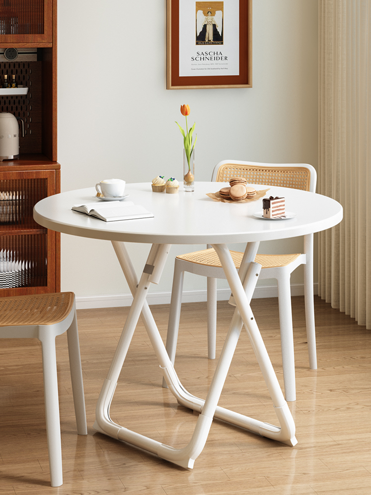 折叠桌阳台简易圆桌小户型家用餐桌摆摊吃饭桌子可便携式休闲桌椅