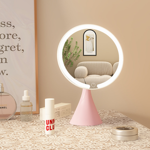 轻奢小蛮腰化妆镜台式led智能补光桌面高清梳妆镜宿舍镜子带灯