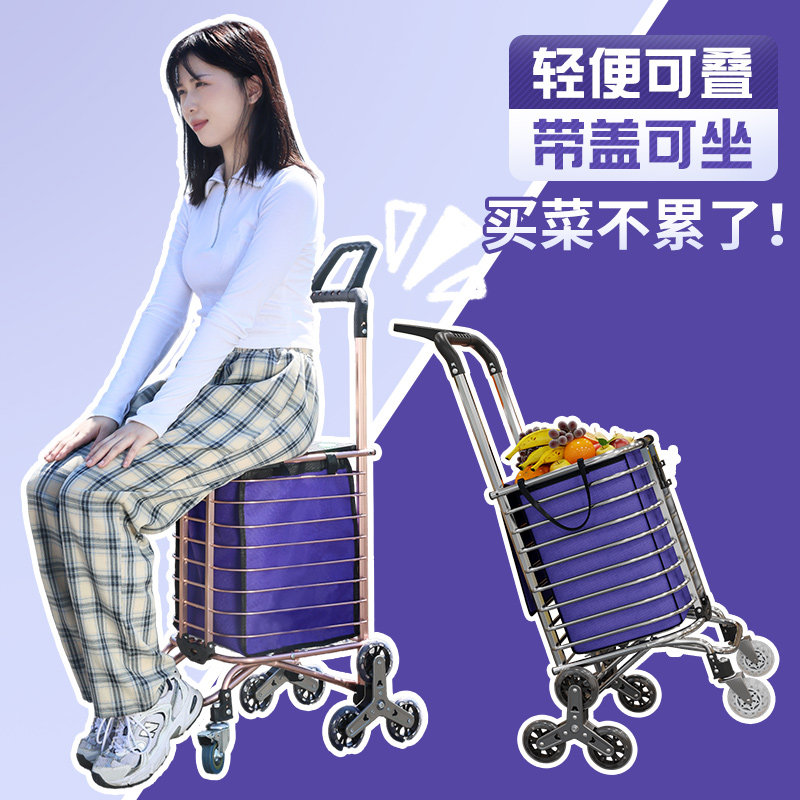 2026新款家用折叠买菜小拉车便携超市拖车老年人楼梯菜篮子购物车