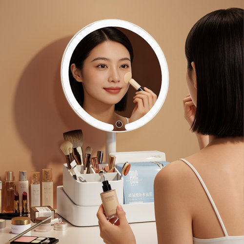 2026新款化妆镜带灯收纳台式桌面发光补灯梳妆台专用的镜子美妆镜