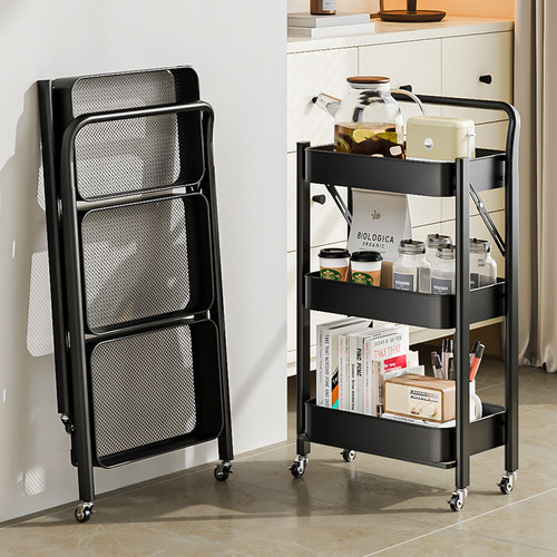 可折叠移动置物架小推车边几茶几