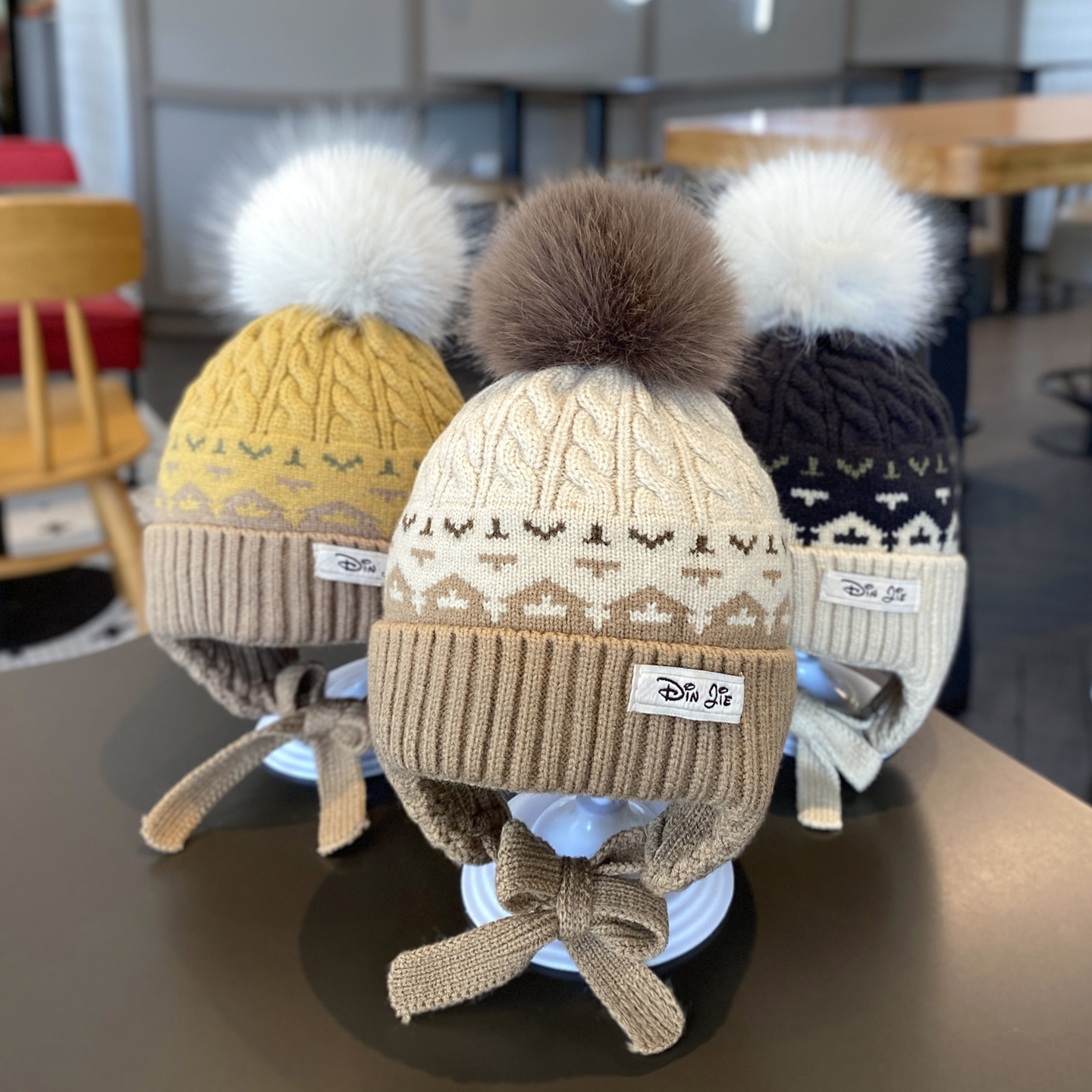 秋冬儿童保暖防风护耳毛线帽