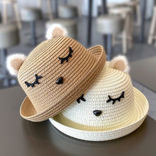 女宝宝帽子夏季可爱遮阳婴儿防晒草帽女童出游渔夫凉帽男童包包夏