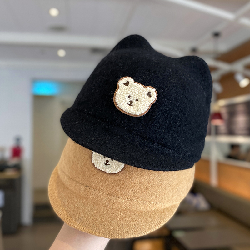 儿童秋冬羊绒保暖鸭舌帽