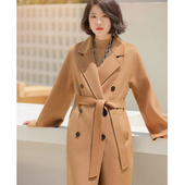 801羊毛大衣女经典 双面呢羊毛呢子外套 新款 驼色高端宽松时尚 长款